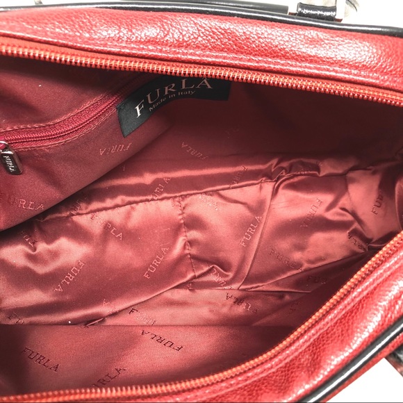 FURLA brick red bowler bag, vintage, made in Italy - Picture 8 of 8
